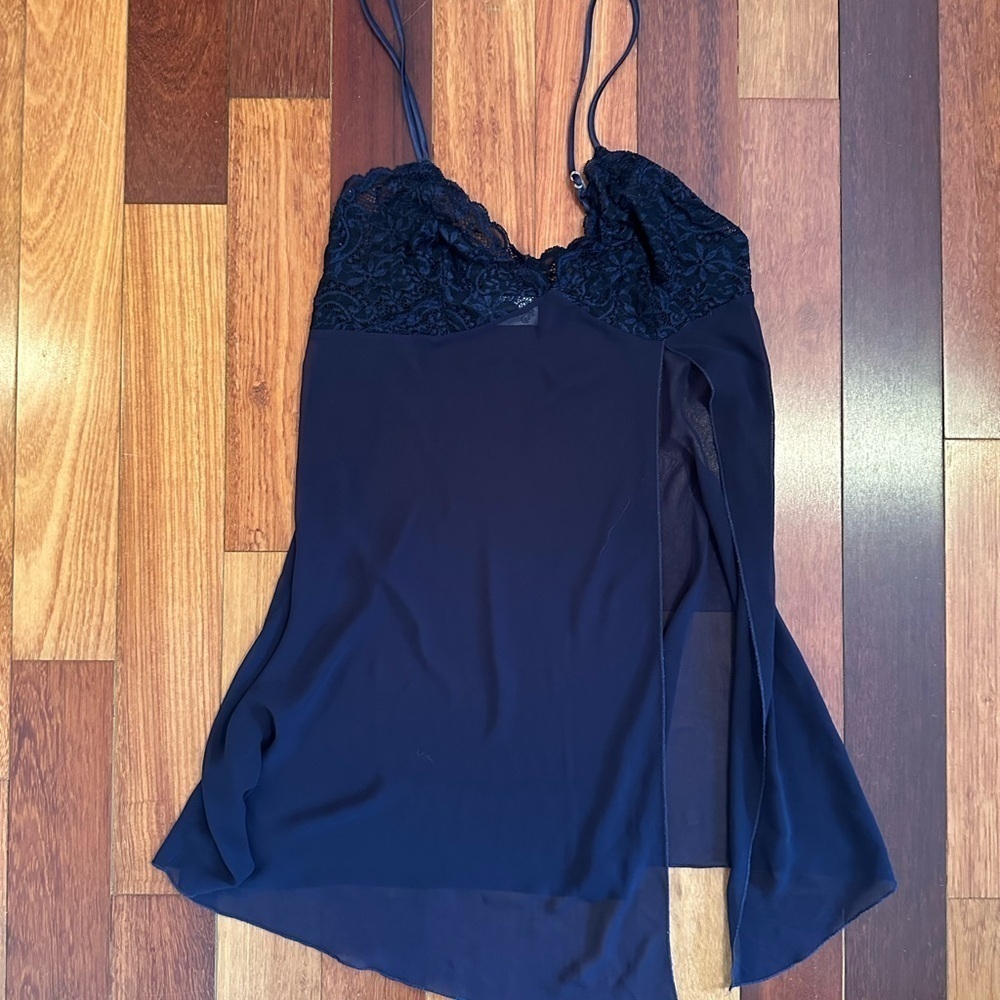 Unmentionables | Vintage navy blue lace babydoll intimate size o/s